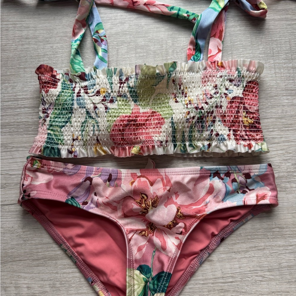Zimmermann Kids Floral Bikini - Pink and Green